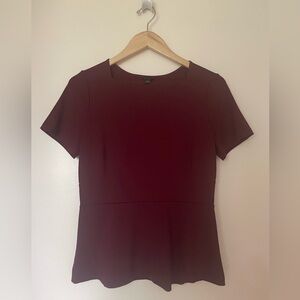 Ann Taylor Maroon Peplum Blouse, Size Small